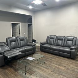 Gray Leather Power Reclining Couches