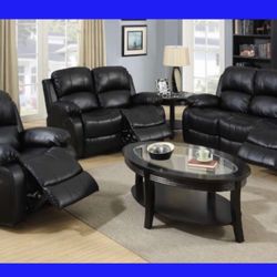 Brand New 3PC Reclining Sofa Loveseat Chair Set 