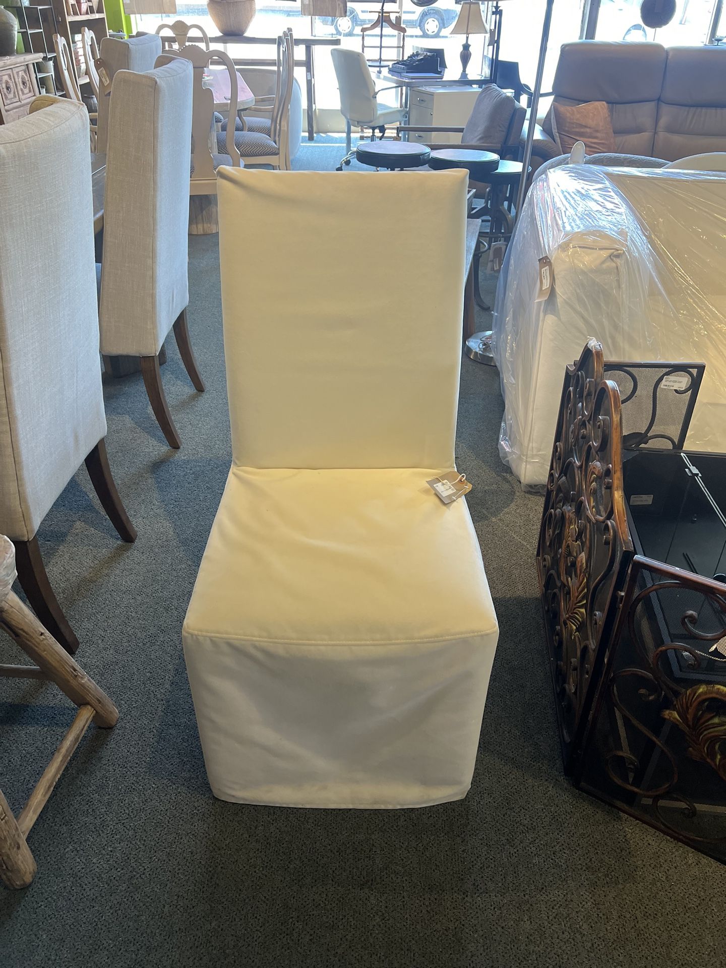 Chair: RH Slip Covered Vanity Chair With Casters SKU XWNC5Q