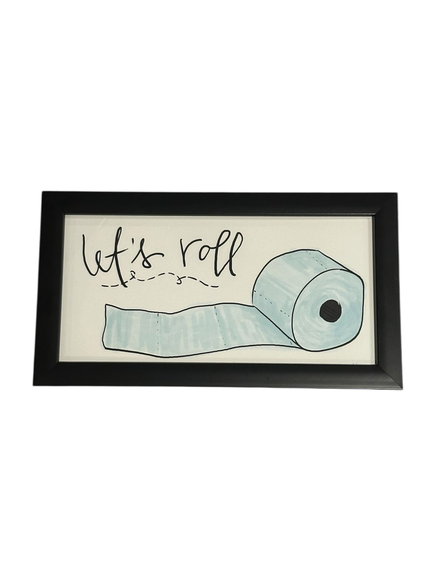 “Let’s Roll” Framed Bathroom Home Wall Decor 13.3x7.3in
