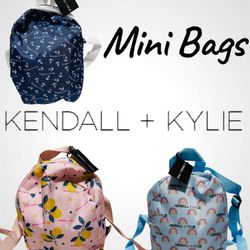 Kendall + Kylie Mini Backpacks NEW lot of 3  Designs NWT Mini  Bags  - 8 inches by 8 inches . Rare lot  All new with tags   Navy Blue with Anchors  Pi