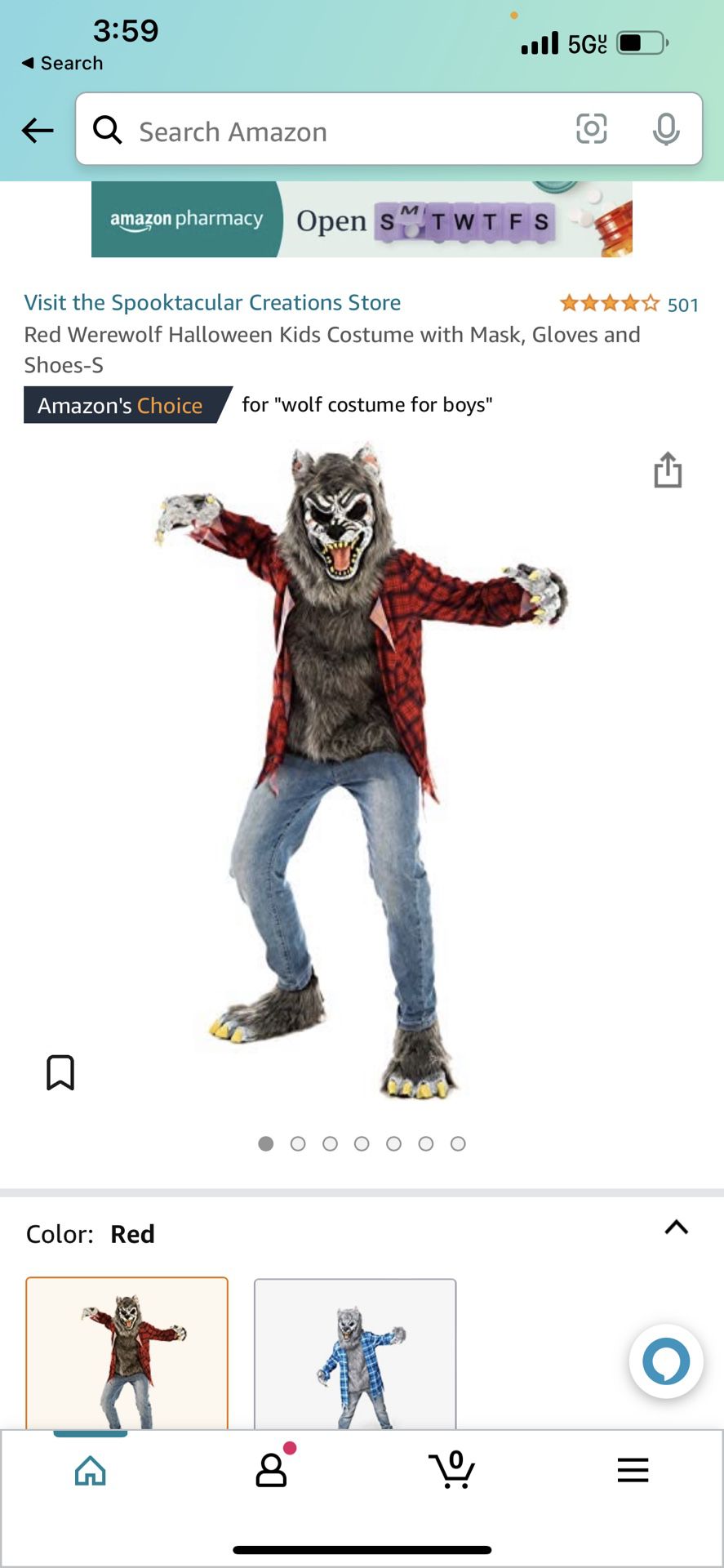 Red Werewolf Halloween Kids Costume with Mask, Gloves and Shoes-S
