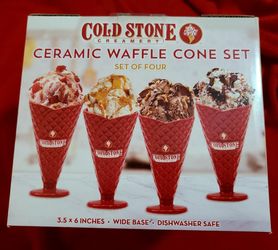 Cold Stone Creamery Ceramic Waffle Cone Set of (4) Four