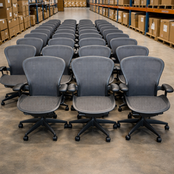 Herman Miller Aeron Ergonomic Office Chair - Basic-Adjustable Arms-Size B (Medium)