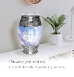 New Handcrafted Aluminum Memorial Urn Cross Design