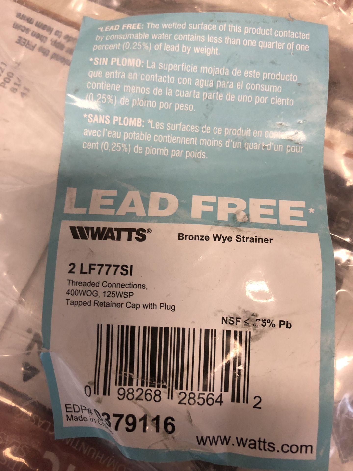Bronze wye with strainer