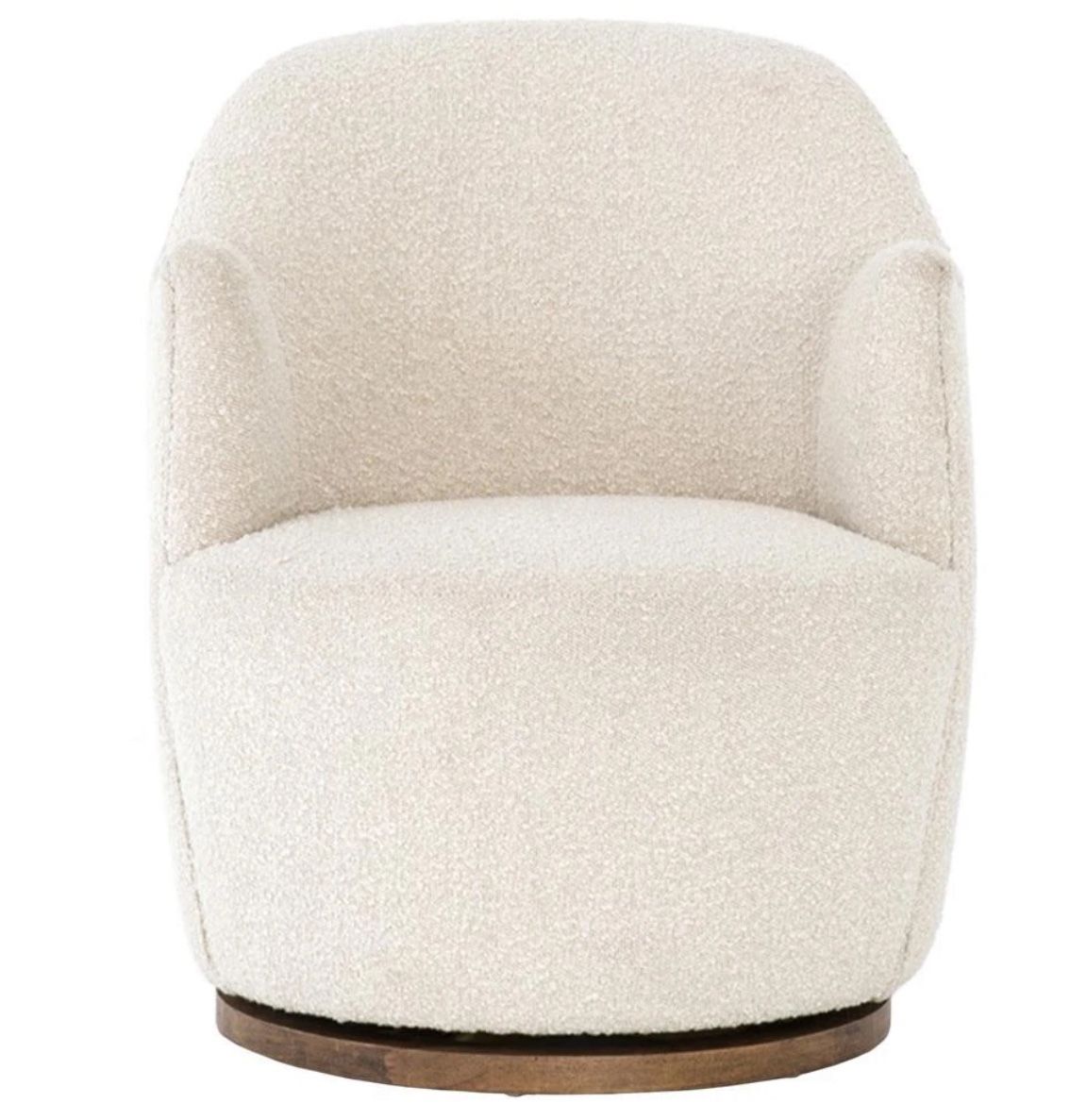 2 Designer Beige Performance Boucle Swivel Arm Chairs