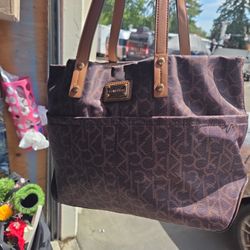 Calvin klein dark brown tote bag