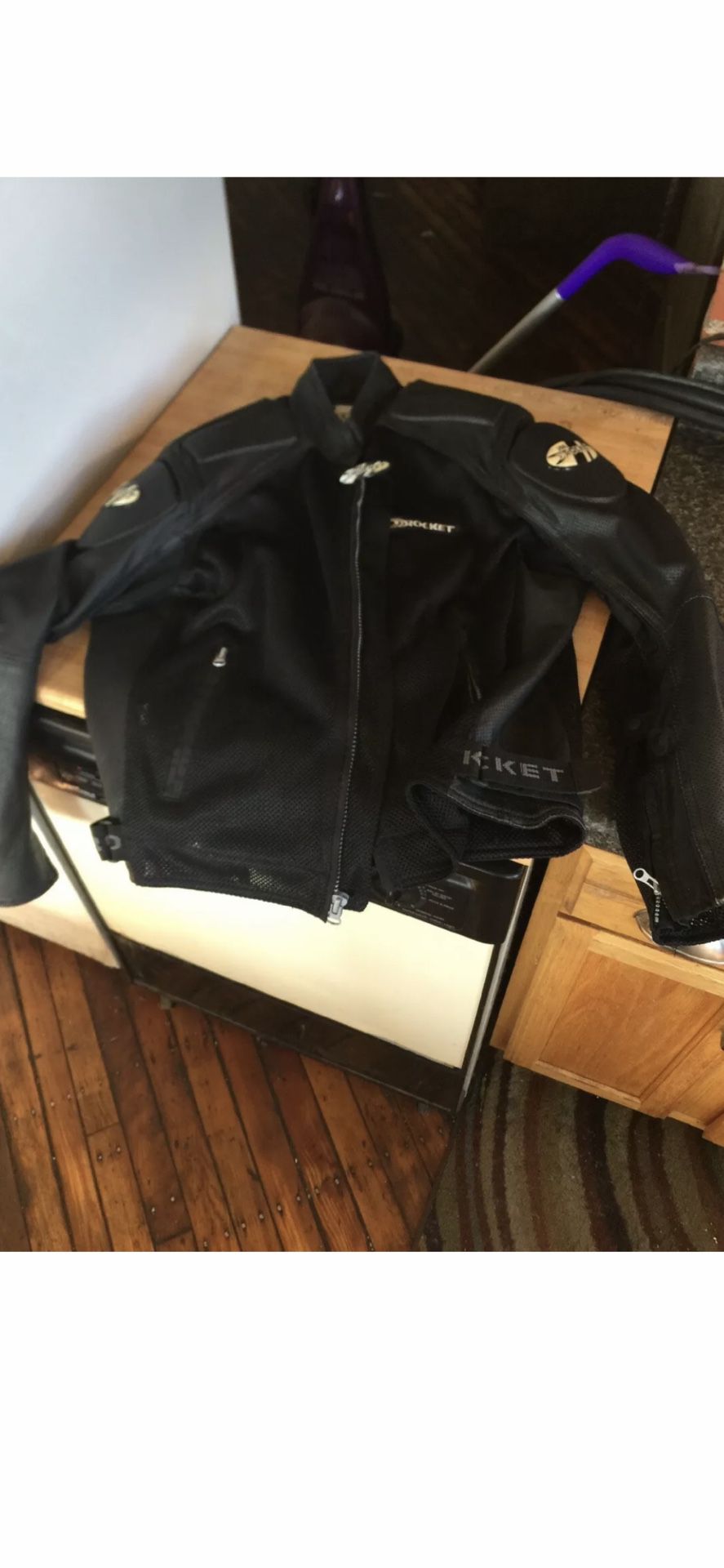 Joe Rocket Large Motorcycle Jacket Black Mesh Leather