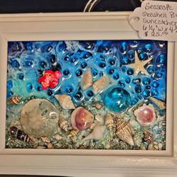 Seashell Seascape Picture or Suncatcher Resin Epoxy