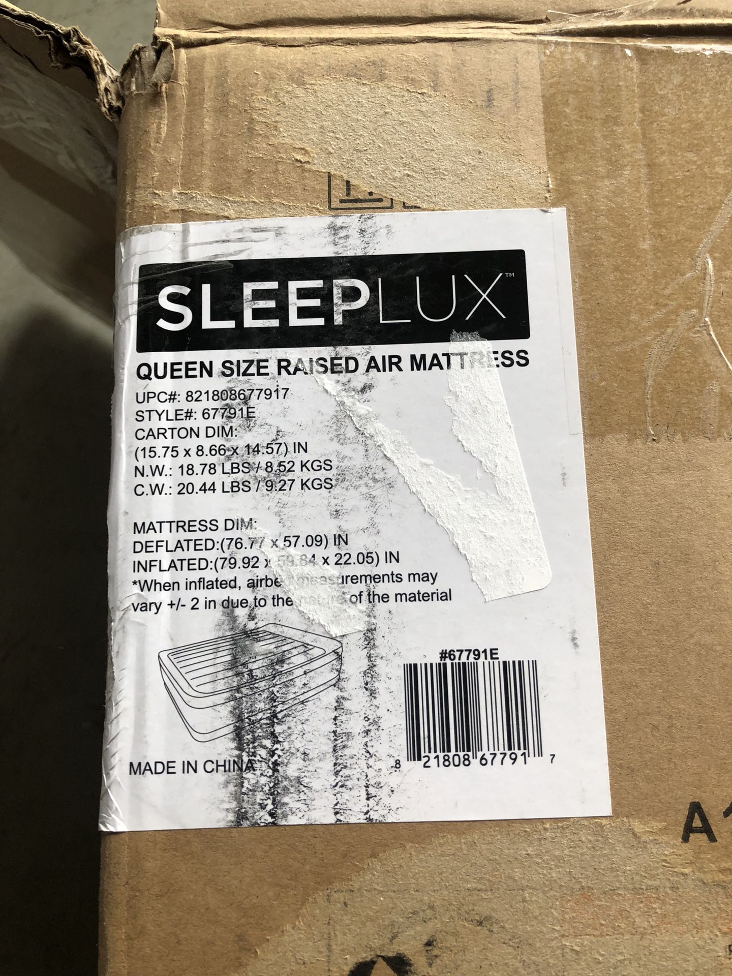 SleepLux Queen size raised mattress