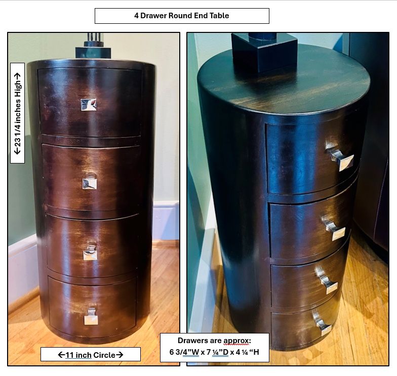 4 Drawer round end table