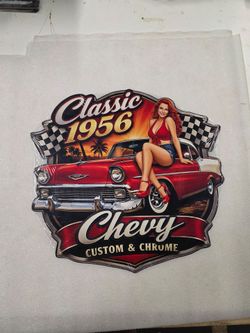 Classic 56 chevy 1956 Chevrolet pinup Girl steel metal sign