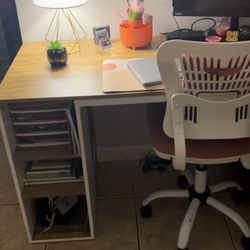 CubiCubi Computer Desk with Storage Shelves, 47 Inch Home Office Desk, Modern Office Writing Desk, Student Study Table, White