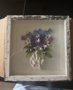 Seaglass and sea shell flower bouquet