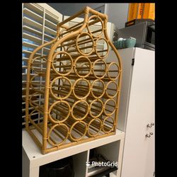 Vintage Rattan Wine Rack (h34” W24”) Perfect Condition KENDALL AREA 