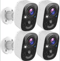 Security Cameras Wireless Outdoor (4 Pack), Battery Powered Cameras for Home Security with AI Motion Detection, 2K Color Night Vision, 2-Way Talk, IP6