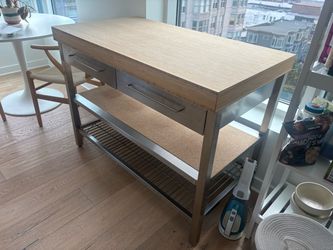 IKEA RIMFORSA Kitchen Island / Work Bench – Bamboo + Stainless Steel