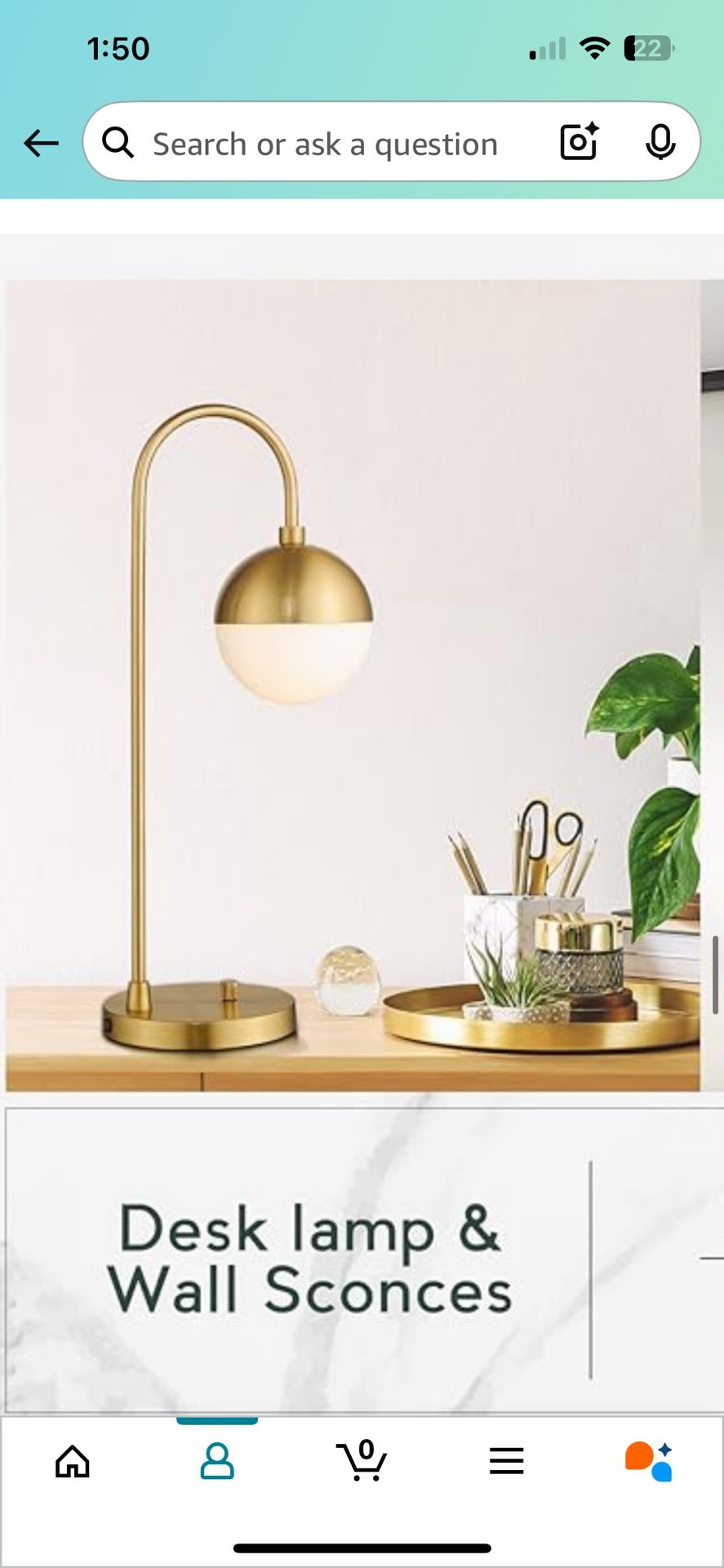 Gold Desk Lamp- Dimmable