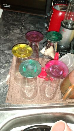 Antique Rainbow Bar ware Rare 5 Tall Glasses