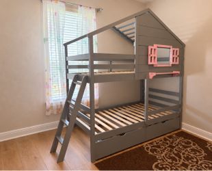Vandenbosch Kids Twin Over Twin Bunk Bed with Drawers. BRAND NEW IN A BOX!