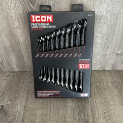 Brand New Icon 10 Piece Long Combination Wrench Set WCLM-10