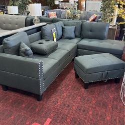 Sectional With Storage Ottoman