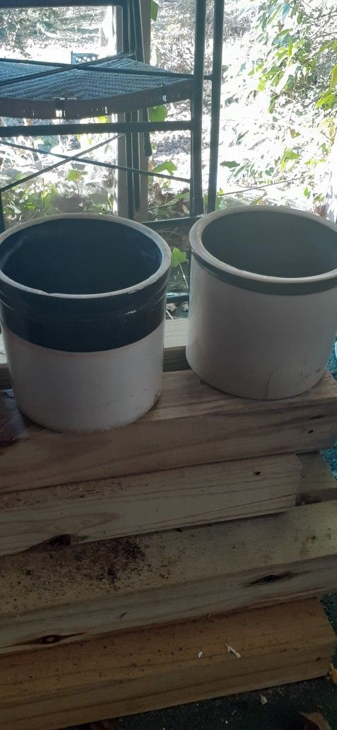 2 Vintage Pottery Crocks