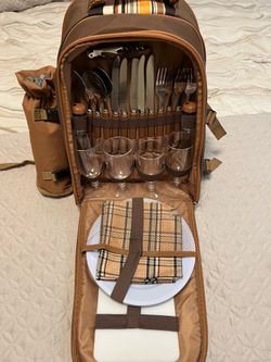 Picnic Backpack Apollo Walker Cooler Blanket Plates Utensils Storage 4 Person