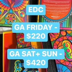 EDC Tickets Wristbands Passes Ga VIP Ga+ 