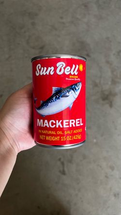 NEW Sun Bell Mackerel in Natural Oil Salt Added 15 Oz Can