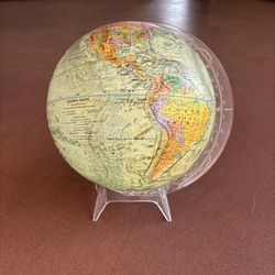 One Vintage World Atlas Globe: Mid Century Lucite Base Decor
