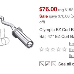 Gold's Gym Olympic-sized EZ Curl Barbell Bar