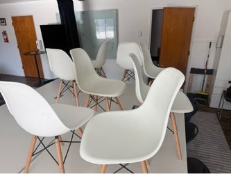 White chairs modern mid century 8 count  CASH OR CHECK ONLY