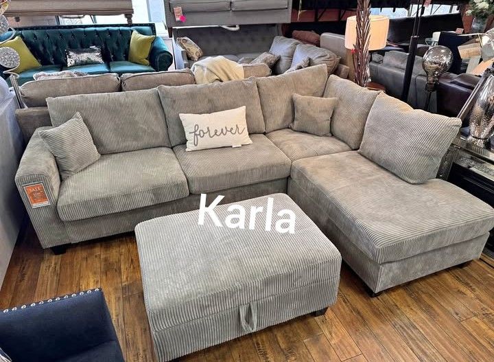 Sectional Sofa Couch With Storage Ottoman New In Box