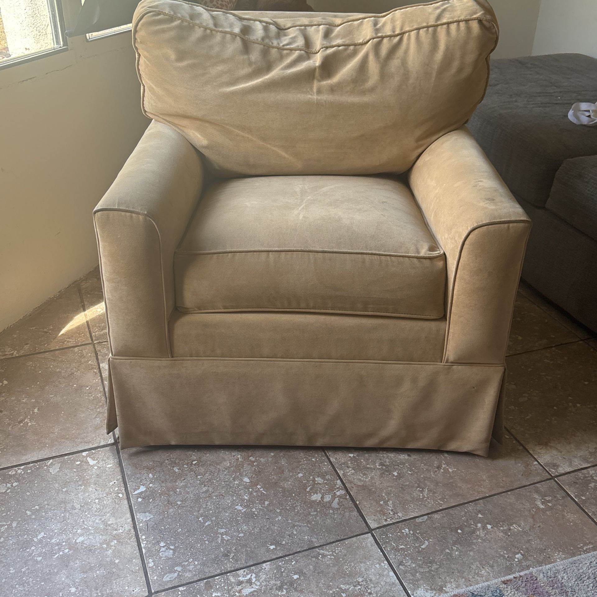 Large Comfy Beige Armchair
