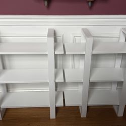 Set Of 4 White Wall Shelves - Solid Wood