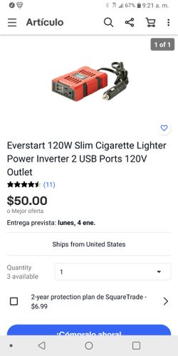 Everstart 120w power inverter nuevo no usado