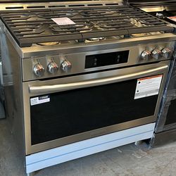 💥Great Deal💥 Gallery 36 in. 6-Burner Slide-In Dual Fuel Range in Stainless Steel with Total Convection