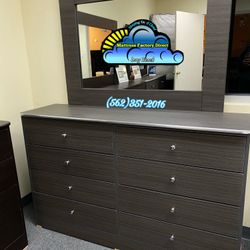 Grey Eight Drawer With Mirror New Tocador Dresser 