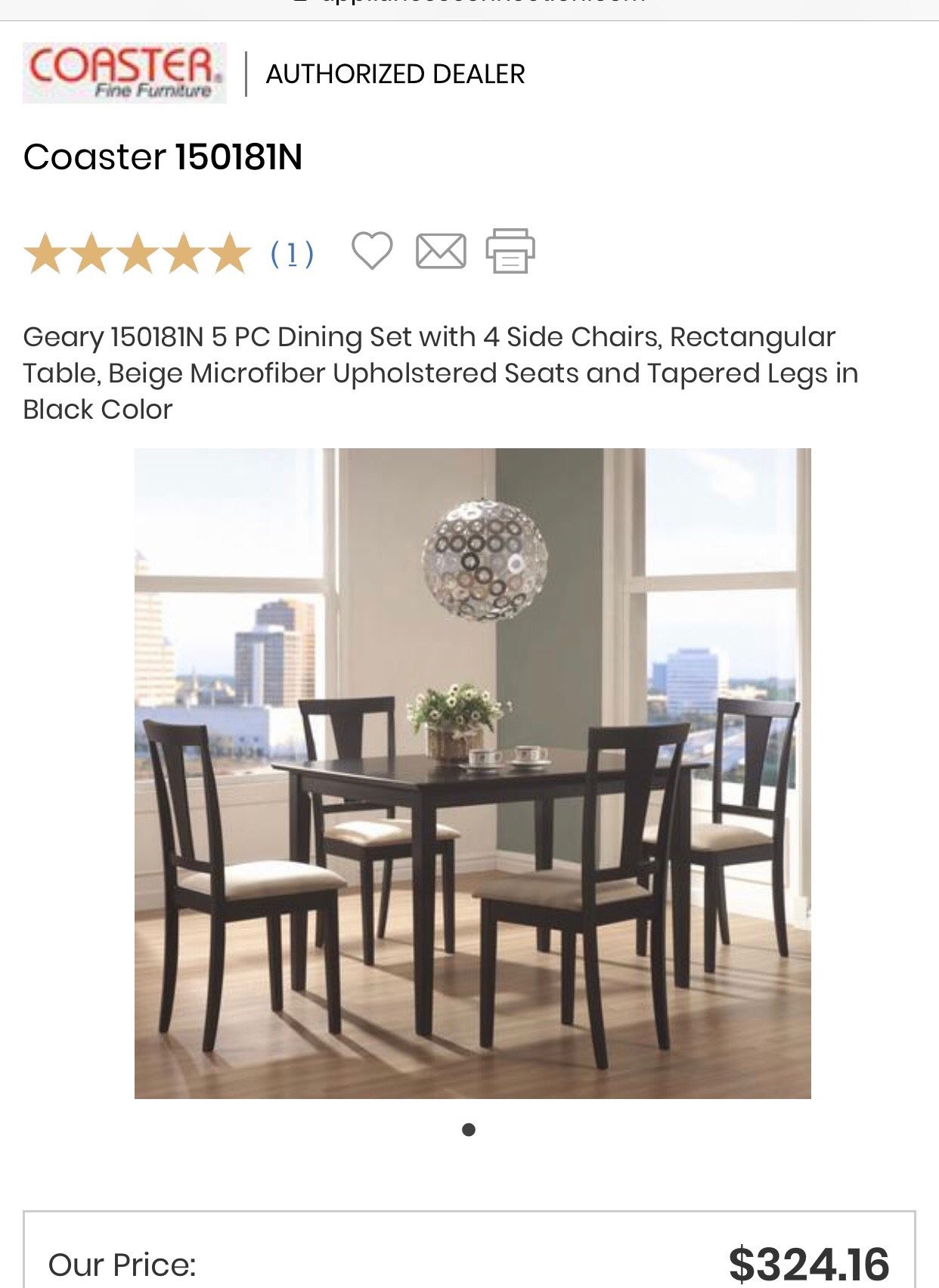 5 piece dining set (kitchen table + chairs)