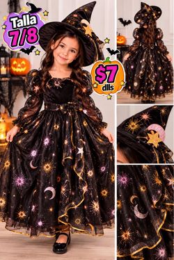 Girls Witch Halloween Costume Dress Size 7/8