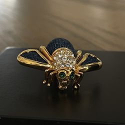 Joan Rivers Rhinestone Denim Bee Pin Brooch GORGEOUS