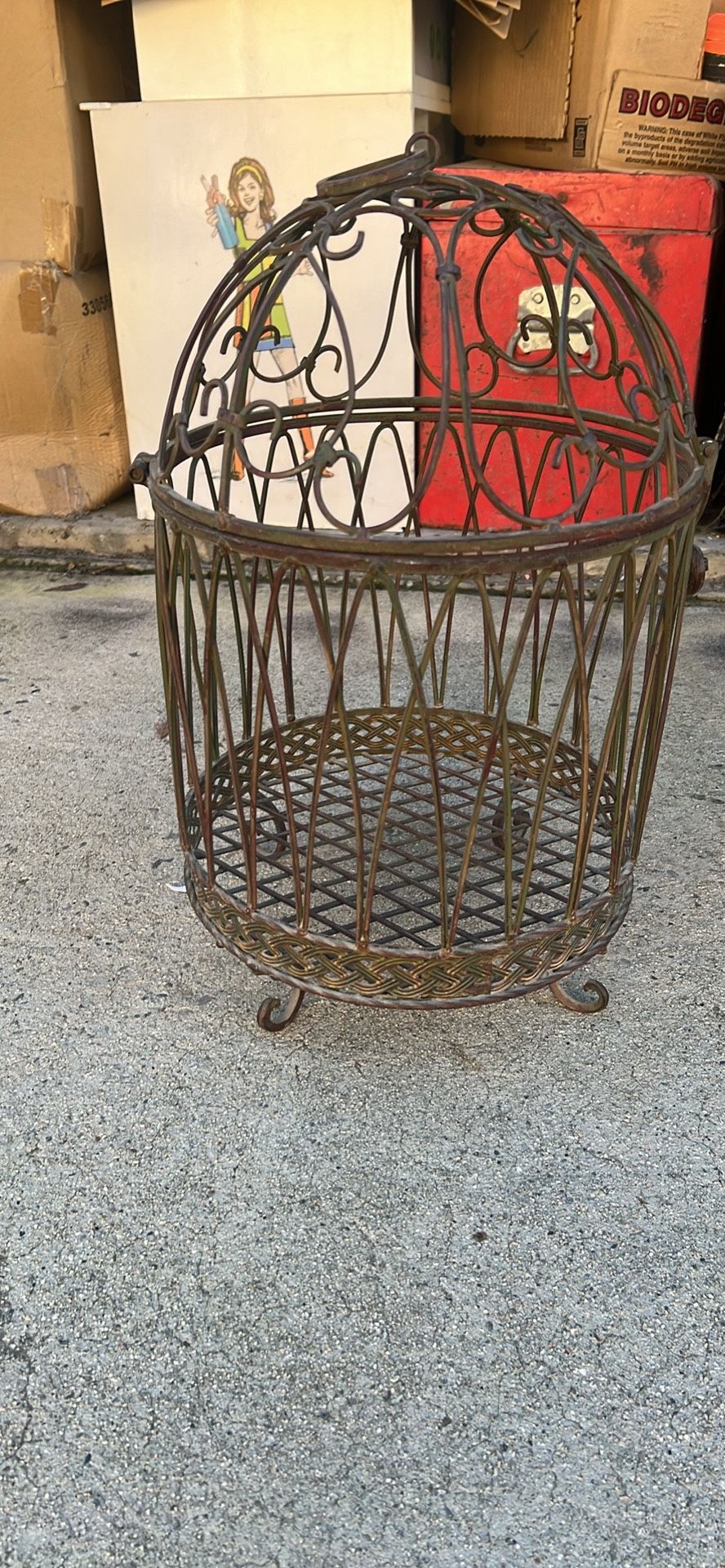 Vintage Wrought Iron Bird Cage