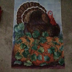 XL Toland Thanksgiving Turkey Pumpkin Patch Flag 