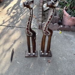 Hand-carved wooden giraffe