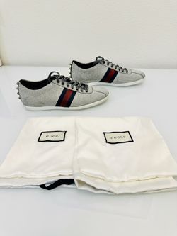Men's Gucci Bambi Web Glitter Silver sneakers