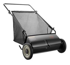 Push Lawn Sweeper, 26 Inch Leaf & Grass Collector, Strong Rubber Wheels