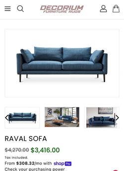 Luxury Decorium Raval Sofa in Blue