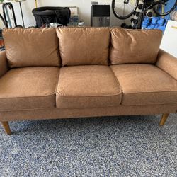 73” Faux Leather Sofa - Light Brown